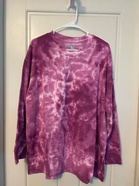 SOLD Terra & Sky Women’s Pink Tie-Dye Crew Neck Sweatshirt Split Hem Size 14W 0X